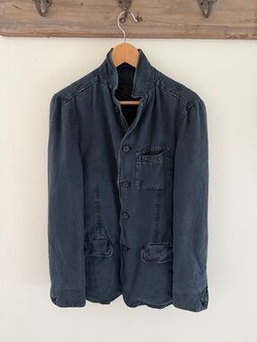 ALL SAINTS Indigo Blue Linen Lined Bazer